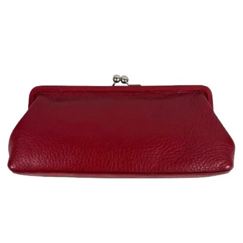 Brighton Red Pebbled & Croc Leather Crossbody Evening Bag Clutch Chain Strap - Picture 5 of 16